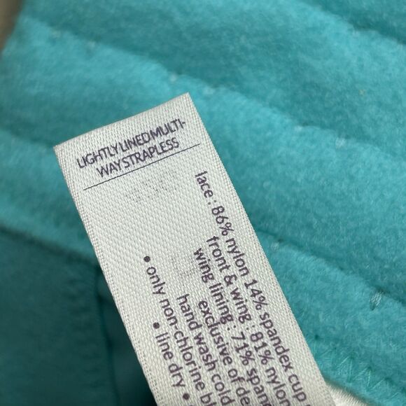 Lane Bryant Cacique Lightly Lined Multi-Way Strapless Crochet Teal Bra 42G Sexy - Picture 8 of 11